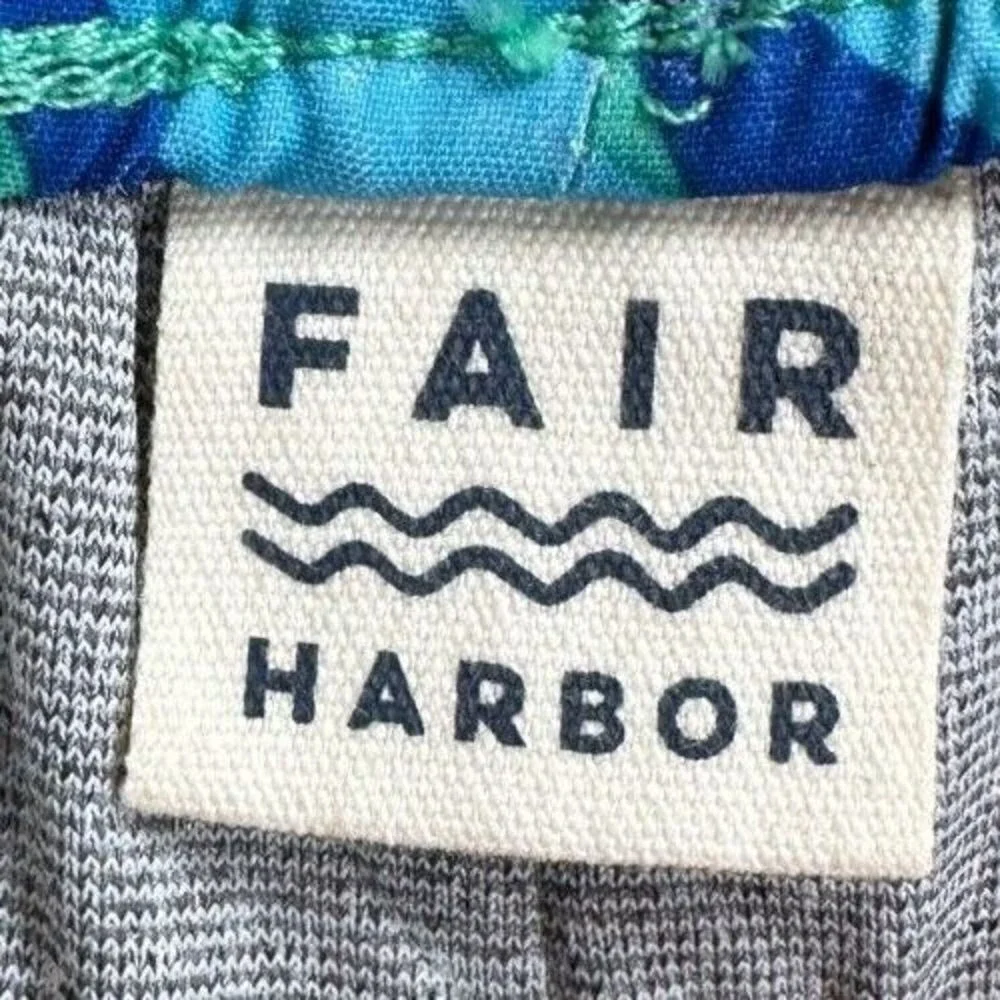 Fair Harbor Swim Trunks Adult 3XL Blue Geometric Board Shorts Drawstring Men NEW